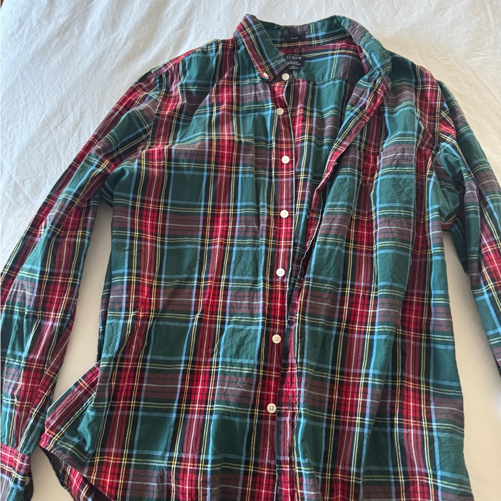 J. Crew Multicolor Plaid Casual Shirt Slim
